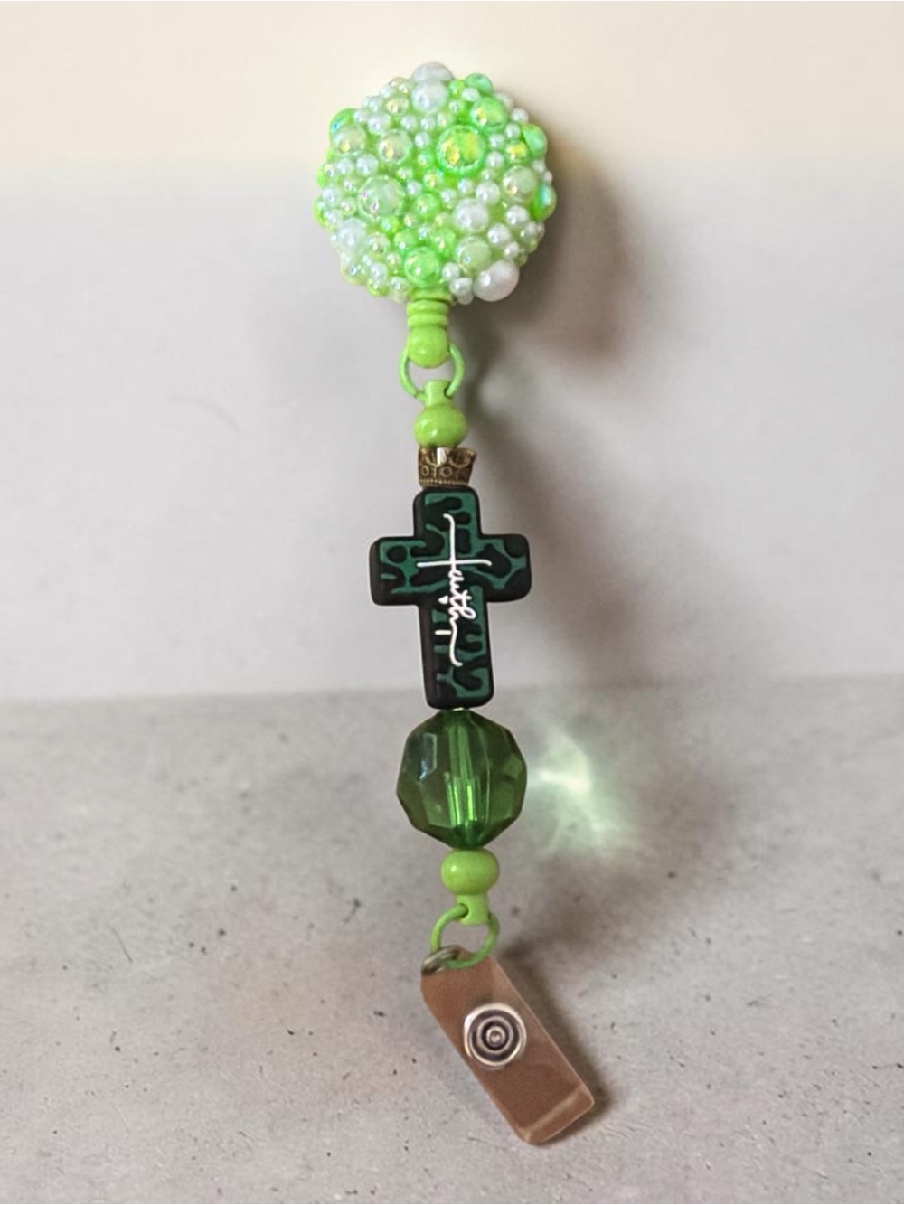 Green Cross Beaded Brooch - Women Jewelry